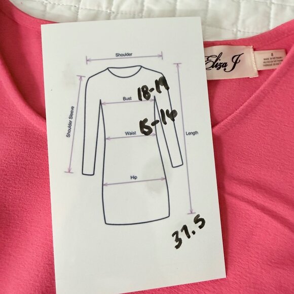 Eliza J Pink Short-Sleeve Sheath Dress Size 8 Polyester/Spandex Back Zipper - Picture 6 of 6